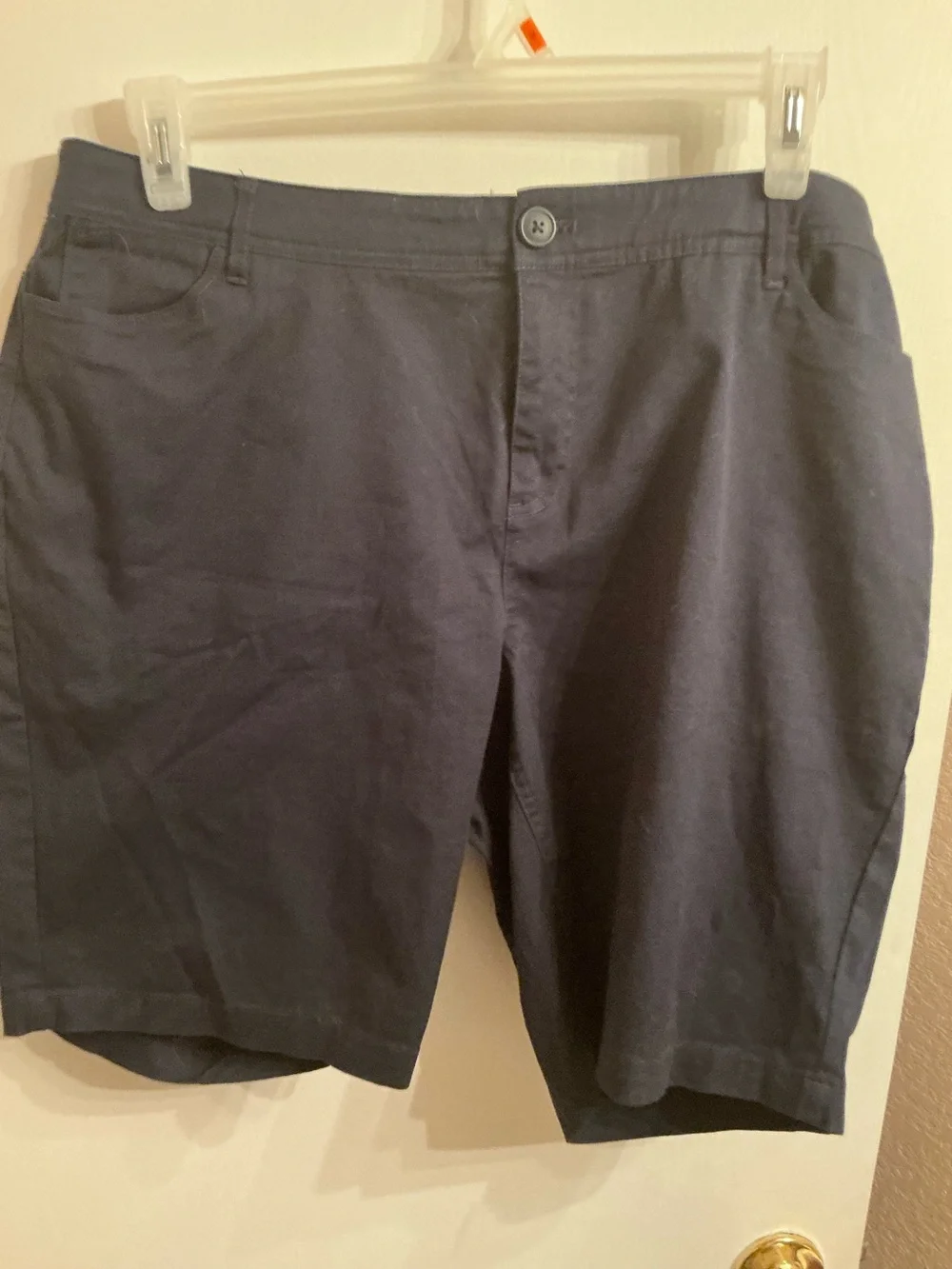 Casual Navy Cotton Blend Shorts